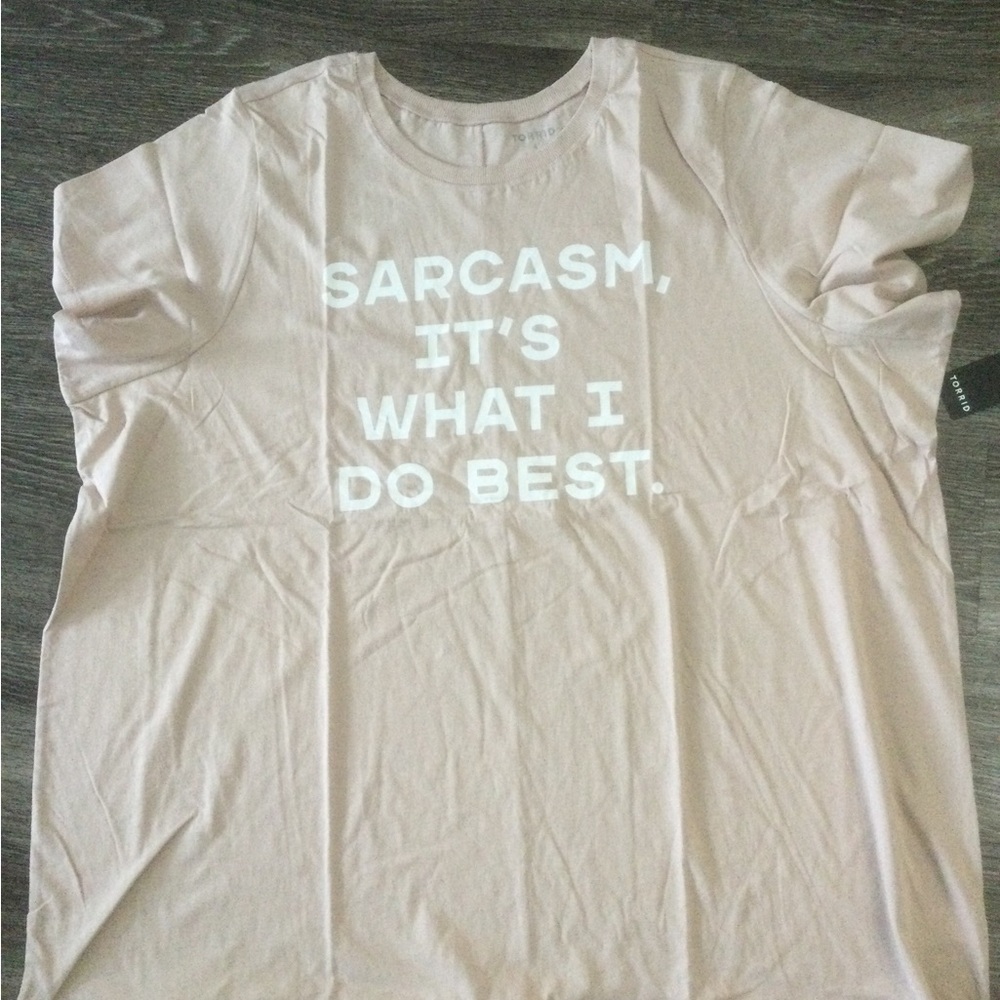 NWT TORRID Tan/Pinkish Tint ‘Sarcasm’ Graphic Tee Size 4X (26)